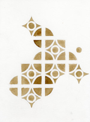 01. IMotif. sun(brown), 2005, h2o on paper, 9x12 inches