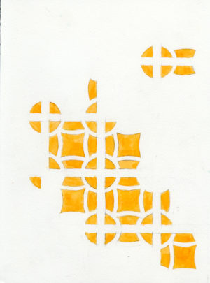 02. IMotif. quarter moon (orange), 2005, h2o on paper, 9x12inches