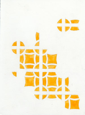 02. IMotif. quarter moon (orange), 2005, h2o on paper, 9x12inches