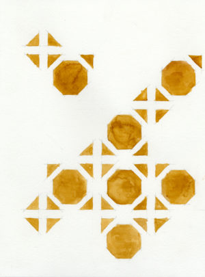 04. IMotif. octagonal(sepia), 2005, h2o on paper, 9x12 inches