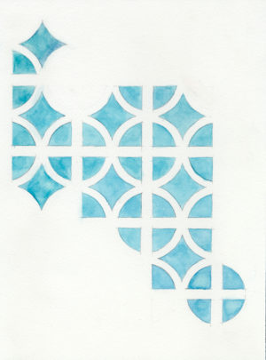 06. IMotif. diamond(blue), 2005, h2o on paper, 9x12 inches