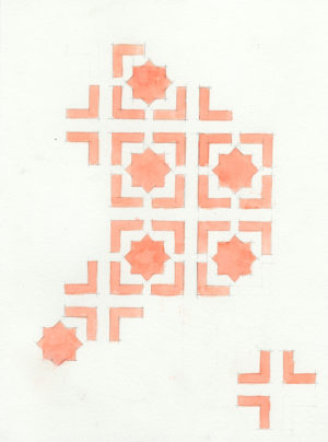 10. IMotif. star(pink), 2005, h2o on paper, 9x12 inches